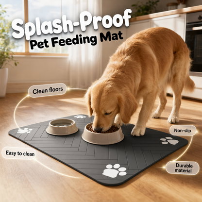 💧 Vattentät matplatsmatta för husdjur – lätt att torka av, halkfri & perfekt för mat & vatten, skyddar golv mot spill & fläckar 🐶🐱