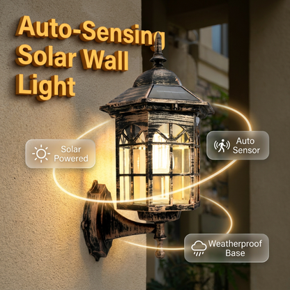 💡 Solcellsdriven vägglampa med rörelsesensor | Tre belysningslägen · Väderbeständig och regntålig | Belysning för veranda, terrass och utomhus på natten