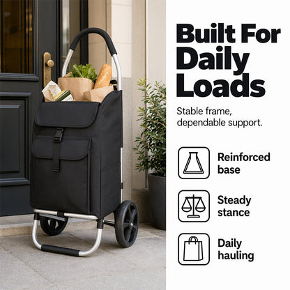🛒✨ 50% RABATT! Hopfällbar shoppingvagn med stor kapacitet – Lätt, robust & platsbesparande – Perfekt för inköp, marknadsbesök och flytt 🛍️