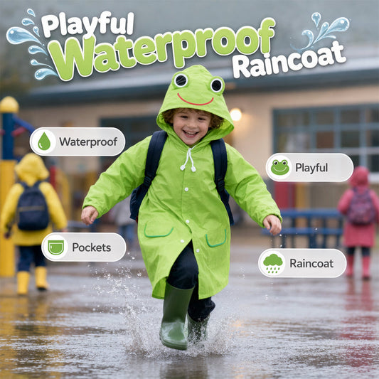 🐸 50% RABATT!☔️  Barnregnponcho i Grodstil