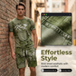 Herr Casual Fejk – T-shirt och shorts i denimtryck – set