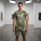 Herr Casual Fejk – T-shirt och shorts i denimtryck – set