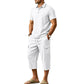 🔥 50 % RABATT NU! 👔 Herr Linne-set för sommaren – luftig skjorta & cargoshorts med stilren avslappnad look ✨