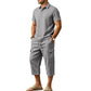 🔥 50 % RABATT NU! 👔 Herr Linne-set för sommaren – luftig skjorta & cargoshorts med stilren avslappnad look ✨