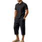 🔥 50 % RABATT NU! 👔 Herr Linne-set för sommaren – luftig skjorta & cargoshorts med stilren avslappnad look ✨