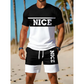 ⏳Begränsad tid – 55% RABATT⏰Herr Färgblock T-shirt och Shorts Set