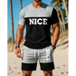 ⏳Begränsad tid – 55% RABATT⏰Herr Färgblock T-shirt och Shorts Set