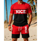 ⏳Begränsad tid – 55% RABATT⏰Herr Färgblock T-shirt och Shorts Set