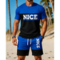 ⏳Begränsad tid – 55% RABATT⏰Herr Färgblock T-shirt och Shorts Set