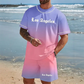 Herr Sommar Casual Tryckt 2-Delat Set
