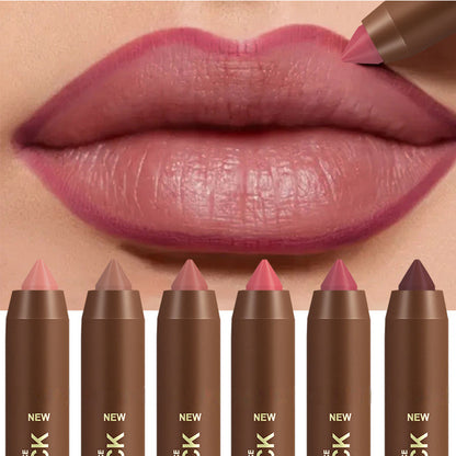 💄 50% RABATT! Långvarig Matt Läppkrita för Kvinnor | 2-i-1 Konturpenna & Läppstift | Fuktgivande & Icke-Uttorkande | Precisions Triangulär Spets | 6 Färger ✨