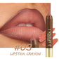 💄 50% RABATT! Långvarig Matt Läppkrita för Kvinnor | 2-i-1 Konturpenna & Läppstift | Fuktgivande & Icke-Uttorkande | Precisions Triangulär Spets | 6 Färger ✨