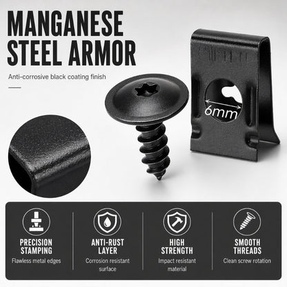 📢📢50% REA!! ⏰Universellt Bil Metall U-Typ Clips och Skruvar Set