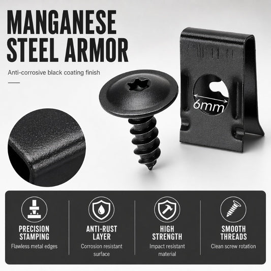 📢📢50% REA!! ⏰Universellt Bil Metall U-Typ Clips och Skruvar Set