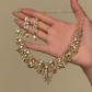 🌸 50% RABATT NU! 🌸 Elegant Gul Gnistrande Strass-Smycken