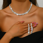 Set med halsband och örhängen med glittrande strass och klorformad kedja för kvinnor