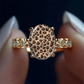 Vintage Leopardmönstrad Oval Ring