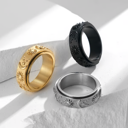 ⏳Tidsbegränsat erbjudande: 50 % rabatt⏰”Sun, Moon, and Stars” – en spinnerring som lindrar ångest för par