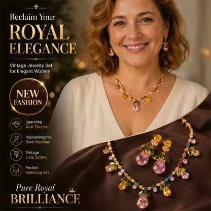 Elegant set med halsband och örhängen med tulpanmotiv