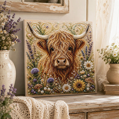 🏆 Highland Ko Pärlkonst DIY‑kit – skapa fantastisk 3D‑konst med glittrande pärlor – avkopplande, kreativt & perfekt som present 🦉💛