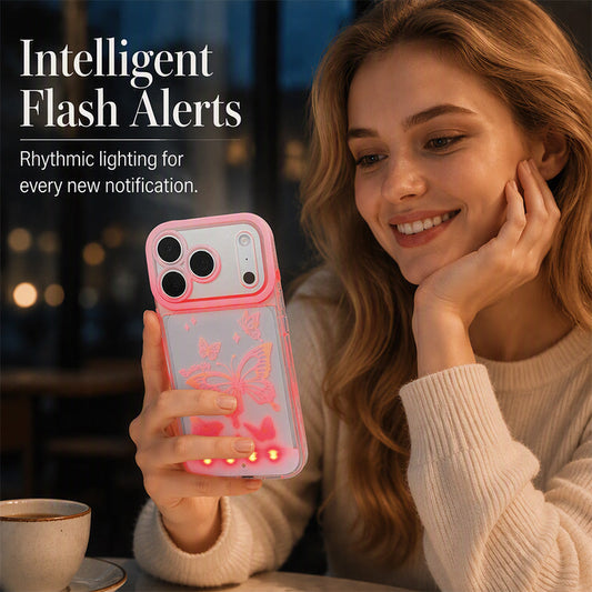 🦋 LED-Lysande Fjarilfodral – Tryckstyrd Färgskiftande Glowfodral för iPhone, Y2K-estetik Festtillbehör ✨🌈