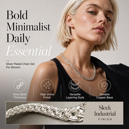 ✨50% RABATT NU! !✨Elegant halsband med flätad vete-kedja i silverfärg