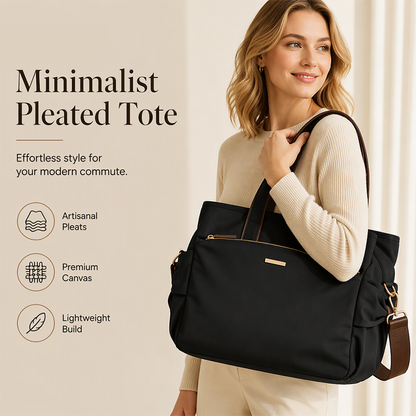 🎉 BEGRÄNSAD TID 50% RABATT! 👜 Casual Canvas Toteväska med Plisserade Sidofickor för Kvinnor – Minimalistisk Design, 8-Zons Organisation & Multifunktionell Styling ✨