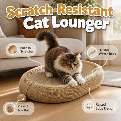🐱 50 % RABATT NU! 🛏️ Slitstark sisalkattskrapa – krafsa, sova & leka – rymlig oval form + kattleksak – rädda din soffa! 🧶