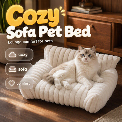 🐾✨ 50% RABATT! 🐱🐶 Mysigt soffdjurssäng – ultra bekväm, upphöjda kanter och supermjuk räfflad plysch.