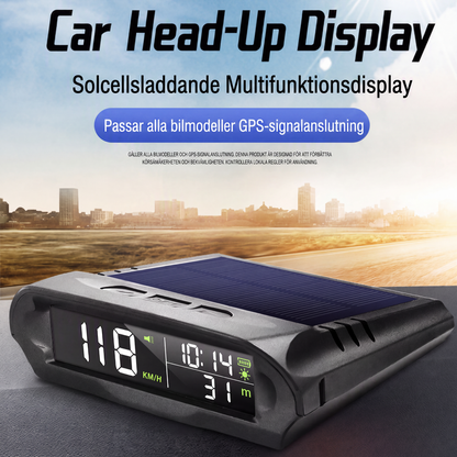 Solcellsdriven GPS-head-up-display för bilar