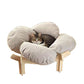🐾 Trä Husdjurssäng med Blomdesign – Upphöjd Katt- & HundbBädd för Små Husdjur🛋️