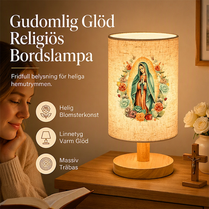 Träbordslampa med Jungfru Maria-mönster