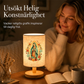 Träbordslampa med Jungfru Maria-mönster