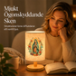 Träbordslampa med Jungfru Maria-mönster