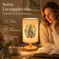 Träbordslampa med Jungfru Maria-mönster