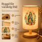 Träbordslampa med Jungfru Maria-mönster
