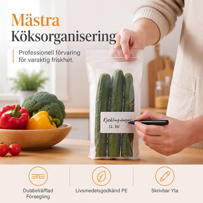 🍎 50 % RABATT NU! 🥕 Återanvändbara förtjockade matförvaringspåsar – läckagesäkra & bevarar färskheten ✨