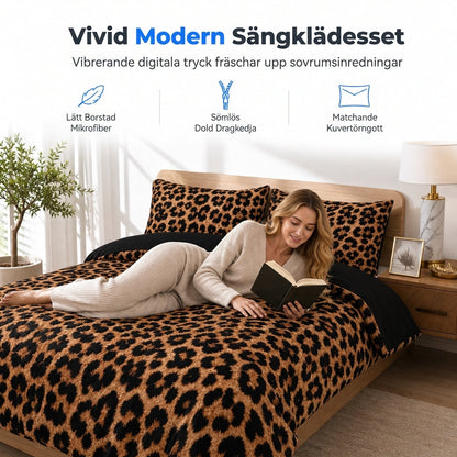 🎁50% RABATT🛏️Geometriskt anime sängklädesset med leopardmönster, 2‑3 delar – påslakan och örngott🐆✨
