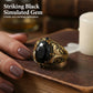🖤50% rabatt!💎Svart vintage‑ring med gravyr och imiterad ädelsten, elegant tillbehör 🎁