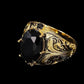 🖤50% rabatt!💎Svart vintage‑ring med gravyr och imiterad ädelsten, elegant tillbehör 🎁