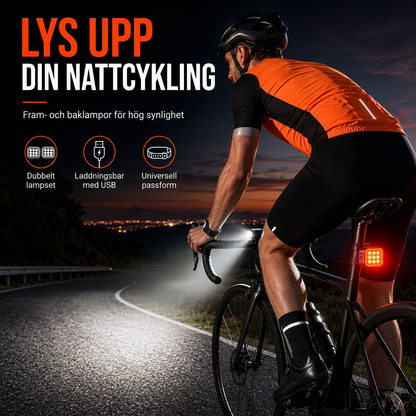 Kraftigt cykelljus, främre strålkastare och bakre lyse för mountainbike, säkerhetsvarning vid nattkörning, cykeltilbehör