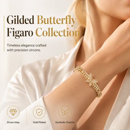 ✨50% RABATT NU! ✨Elegant damarmband i guld med gnistrande zirkonia och fjärilsberlock