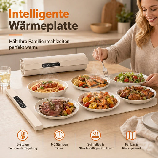 ✨ JETZT 50 % RABATT! !✨Hopfällbar varmhållningsplatta i silikon för mat – Snabb uppvärmning och jämn temperaturkontroll