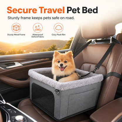 🐶🚗 Säker bilstol & resesäng för hund – 50% RABATT! Kraftig metallram, vattentätt Oxford-tyg & säkerhetsbälte – skyddar hunden och bilsätet 🛡️