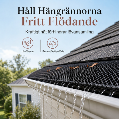 Tjockare plastrännsgallerrulle 15cm x 6m Lövfilternät med 10 fästpinnar för takfots Skydd