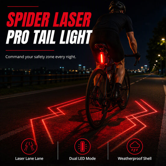 🚴 TIDSBEGRÄNSAT 50 % RABATT! 🔴 Uppladdningsbart säkerhetsbakljus för cykel – Laservarning, IPX5-vattentät, USB-laddning 💡