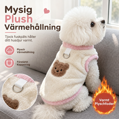 📢📢 50% RABATT🐶 Mysig Husdagsväst för Vinter – Mjuk Plysch med Söt Björnbroderi
