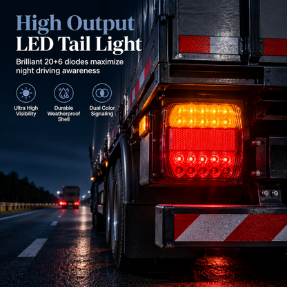 🚨 Fyrkantiga tvåfärgade LED-baklyktor i 2-pack