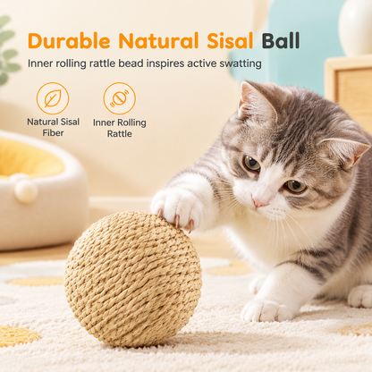 🐱 50 % RABATT! 🧶 Bittålig sisalboll – Långvarig lekglädje för katter & kattungar ✨