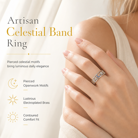 ⭐ 50% RABATT🔮 Himmelsk ring med sol, måne och stjärnor – Elegant utskuren design för dam ✨🌙